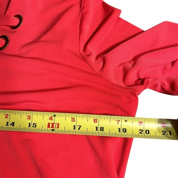 Micheal Kors,blouse,Tulip sleeve ,cut out,metal logo blouse in coral color.EC - Picture 11 of 15